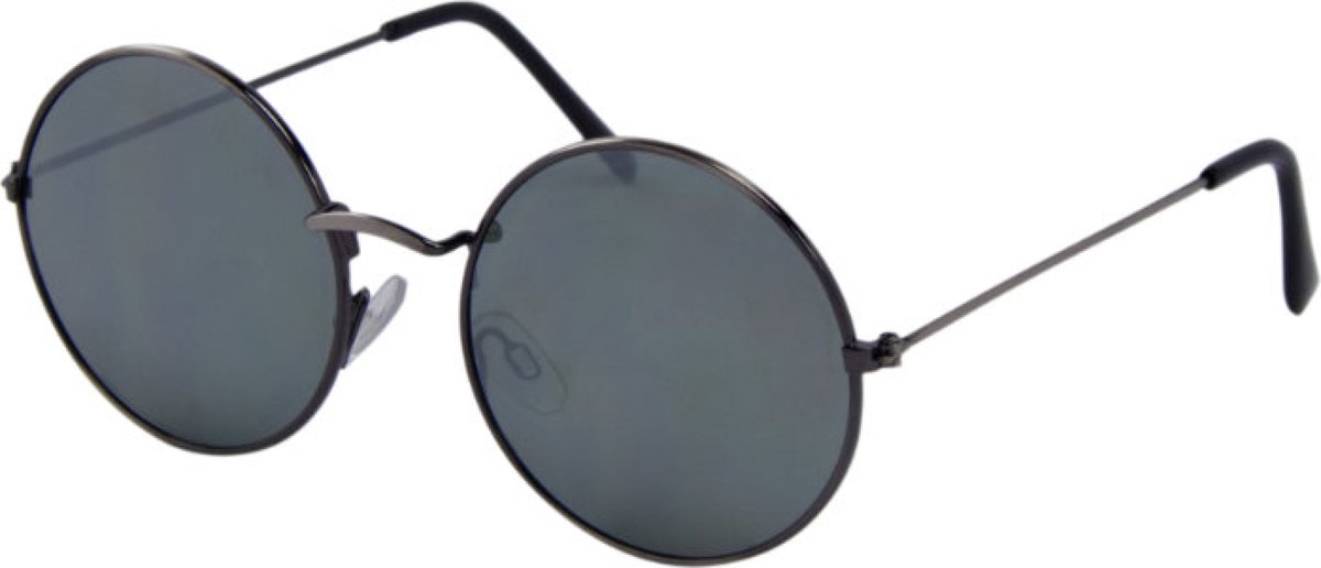 Hidzo Volwassen ronde Zonnebril Zwart - UV 400 - Groene Glazen - Inclusief brillenkoker