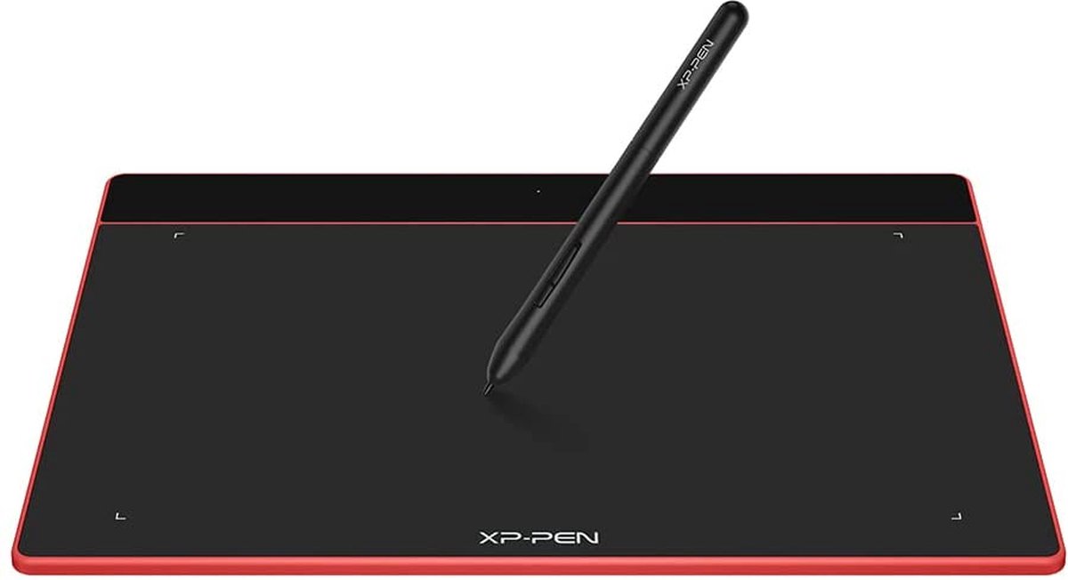 XPPen Deco Fun L 10x6 inch grafische tekentablet met 8192 niveau passieve stylus en 60 graden kantelbare compatibele Mac Windows Chrome OS en Android-rood