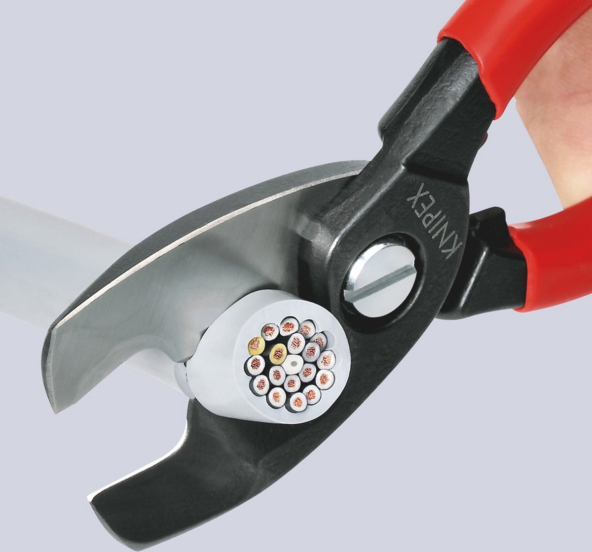 KNIPEX Kabelschaar (ratelprincipe) in blister geïsoleerd met meer- componentengrepen, VDE-getest 250 mm, 95 36 250