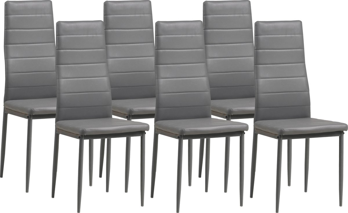 MILANO eetkamerstoelen 6, stuks, Grijs- Gestoffeerde stoel met kunstleer bekleding, Modern stijlvol design aan de eettafel - Keukenstoel of eetkamerstoel met hoog draagvermogen tot 110kg