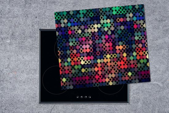 KitchenYeah® Inductie beschermer 75x52 cm - Sterren - Regenboog - Stippen - Geometrie - Design - Kookplaataccessoires - Afdekplaat voor kookplaat - Inductiebeschermer - Inductiemat - Inductieplaat mat