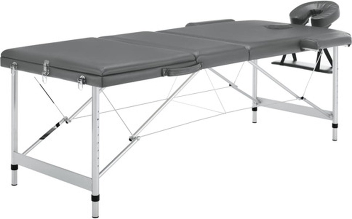Goedkoopste vidaXL - Massagetafel - met - 3 - zones - 186x68 - cm - aluminium - frame - antraciet