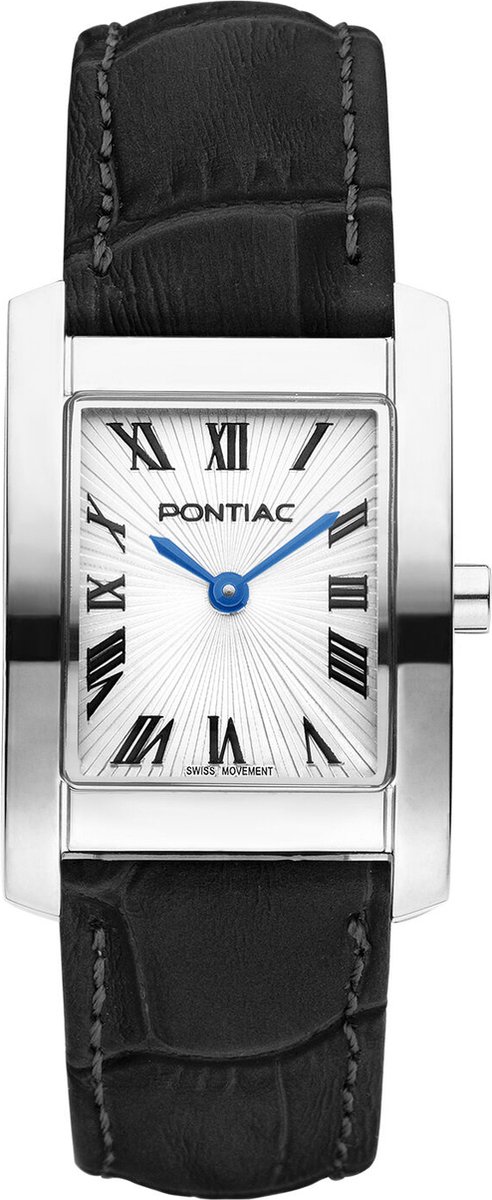 Pontiac Classic P10002 Horloge - Leer - Zwart - Ø 28 mm