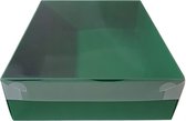 Boîte à bonbons verte avec couvercle transparent - 25 x 20 x 7 cm (50 pièces)