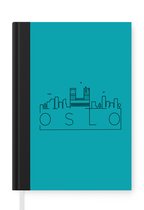 Notitieboek - Schrijfboek - Skyline "Oslo" blauw - Notitieboekje klein - A5 formaat - Schrijfblok
