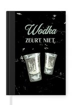 Notitieboek - Schrijfboek - Wodka - Shotglaasjes - Zwart - Notitieboekje klein - A5 formaat - Schrijfblok - Cadeau voor vrouw - Cadeau voor man