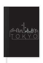 Notitieboek - Schrijfboek - Skyline "Tokyo" wit op zwart - Notitieboekje klein - A5 formaat - Schrijfblok