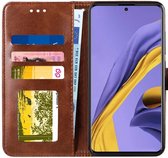 Samsung Galaxy A51 Hoesje Book Case Wallet Design Lines Bruin