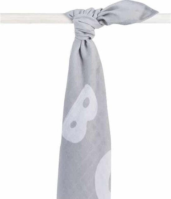 Jollein Baby Handdoek XL hydrofiel 140x200cm - ABC - Soft Grey - Jollein