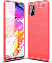 Armor Brushed TPU Back Cover - Samsung Galaxy A51 Hoesje - Rood