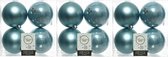 12x IJsblauwe kunststof kerstballen 10 cm - Mat/glans - Onbreekbare plastic kerstballen - Kerstboomversiering ijsblauw