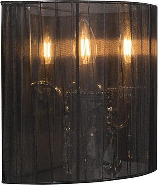 Mens selecteer welzijn QAZQA ann-kathrin - Landelijke Wandlamp voor binnen - 4 lichts - D 165 mm -  Zwart -... | bol.com
