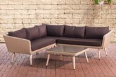 Clp Skara - Hoek loungeset - 1,25mm vlak Polyrattan - zand - Terrabruin 45 cm (lichtbruin)