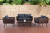 CLP Kiruna - Loungeset - 1,25 mm vlak polyrattan - bruin gemeleerd 45 cm (Dunkelbraun) ijzergrijs