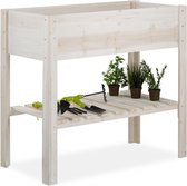 Bol.com Relaxdays moestuinbak - hout - moestuintafel - kweekbak - plantenbak balkon - wit - hoog aanbieding