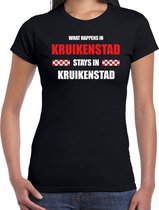 Tilburg / Kruikenstad Carnaval verkleed outfit / t-shirt zwart voor dames - Brabant Carnaval verkleed outfit / kostuum - What happens in Kruikenstad stays in Kruikenstad XXL