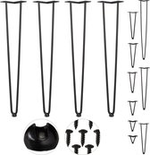 Relaxdays hairpin poten - tafelpoten metaal zwart - meubelpoot - set van 4 - haarspeld - 71 cm - 2 stangen