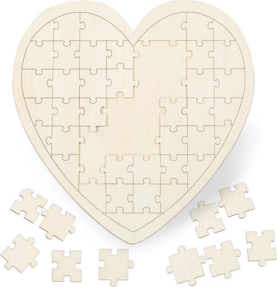 Hedendaags bol.com | relaxdays hart puzzel huwelijk - blanco puzzel - hout WX-95