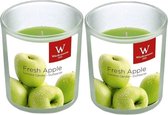 2x Geurkaarsen appel in glazen houder 25 branduren - Geurkaarsen appel geur - Woondecoraties