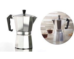 Percolator 3 Kops - Mokkapot Coffee Espresso Maker - Italiaanse Koffiepot Moka Express Pot - 150ml - Zilver Kleurig