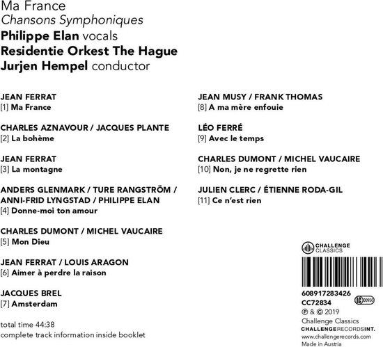 Philippe / Hem Residentie Orkest The Hague / Elan - Ma France - Chansons Symphonique