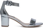 Sacha - Dames - Minimal sandalen met hak metallic zilver - Maat 41