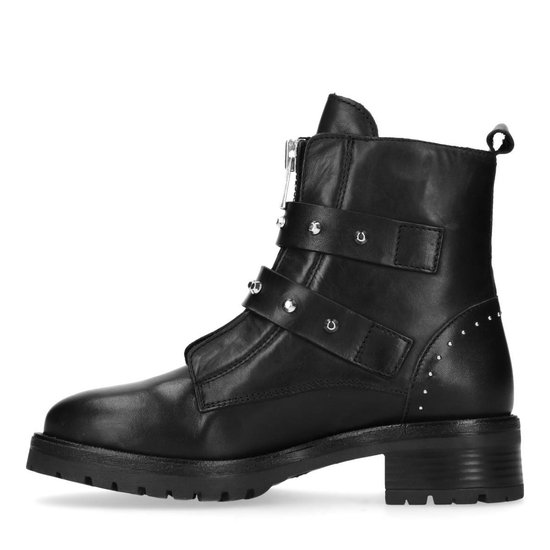Sacha Dames Zwarte biker boots met gespen en studs Maat 38