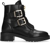 Sacha - Dames - Zwarte biker boots met goudkleurige gespen - Maat 41