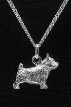 Zilveren Norwich terrier ketting hanger - groot