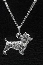 Zilveren Australische (silky) terrier ketting hanger - groot