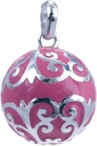 Zilveren Zwangerschap klankbal ketting hanger - roze