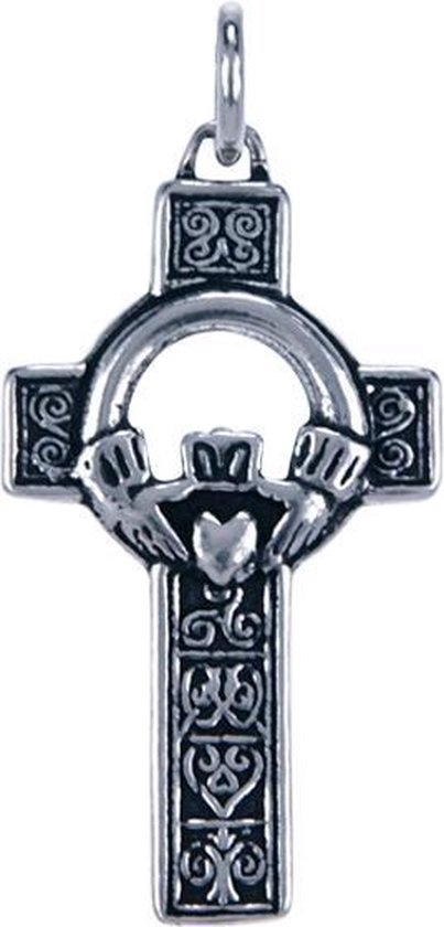 Zilveren Keltisch kruis met claddagh ketting hanger | bol.com