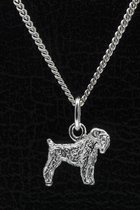 Zilveren Russian terrier zwart ketting hanger - klein