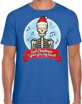Fout Kerst shirt / t-shirt - Last Christmas i gave you my heart - blauw voor heren - kerstkleding / kerst outfit 2XL (56)