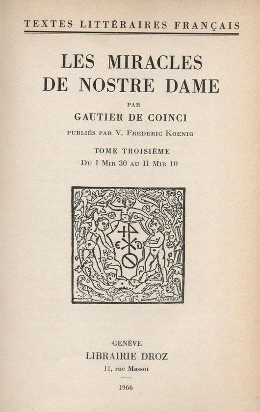 Textes littéraires français - Les Miracles de Nostre Dame - cover