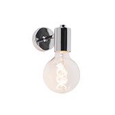 QAZQA facil - Design Wandlamp voor binnen - 1 lichts - D 130 mm - Chroom - Woonkamer | Slaapkamer | Keuken