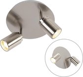 QAZQA ducha - Moderne Plafondlamp voor badkamer - 2 lichts - Ø 200 mm - Staal -