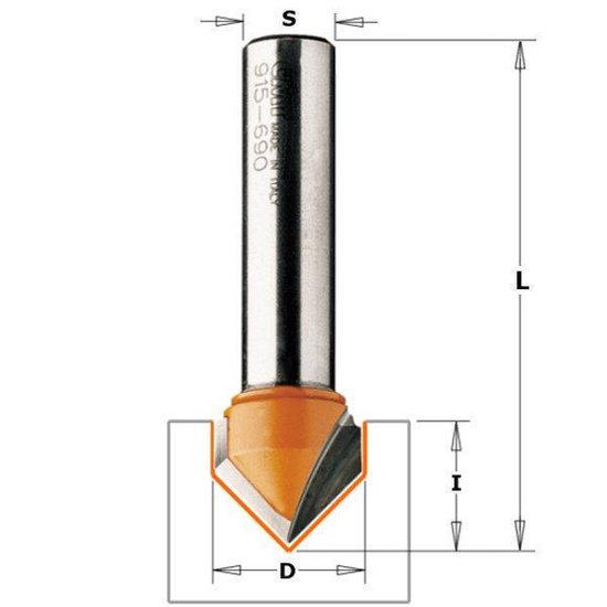 CMT Orange Tools 715.190.11 V-groove cutter (90) hm s 6 d
