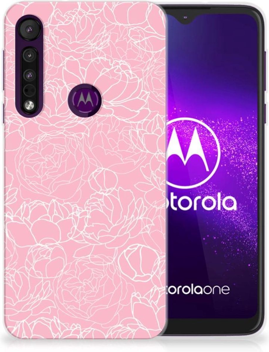 Motorola One Macro TPU Case White Flowers