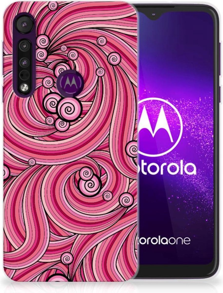 Motorola One Macro Hoesje maken Swirl Pink