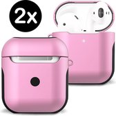 Hoesje Voor Apple AirPods Case Hoes Hard Cover - Licht Roze - 2 PACK