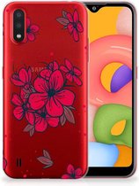 Back Case Samsung A01 TPU Siliconen Hoesje Blossom Rood