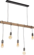 QAZQA gallow - Industriele Hanglamp eettafel voor boven de eettafel | in eetkamer - 5 lichts - L 1000 mm - Bruin - Industrieel -  Woonkamer | Slaapkamer | Keuken