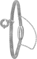 Lucardi Dames Armband mesh letter Q met kristal - Staal - Armband - Cadeau - 19 cm - Zilverkleurig