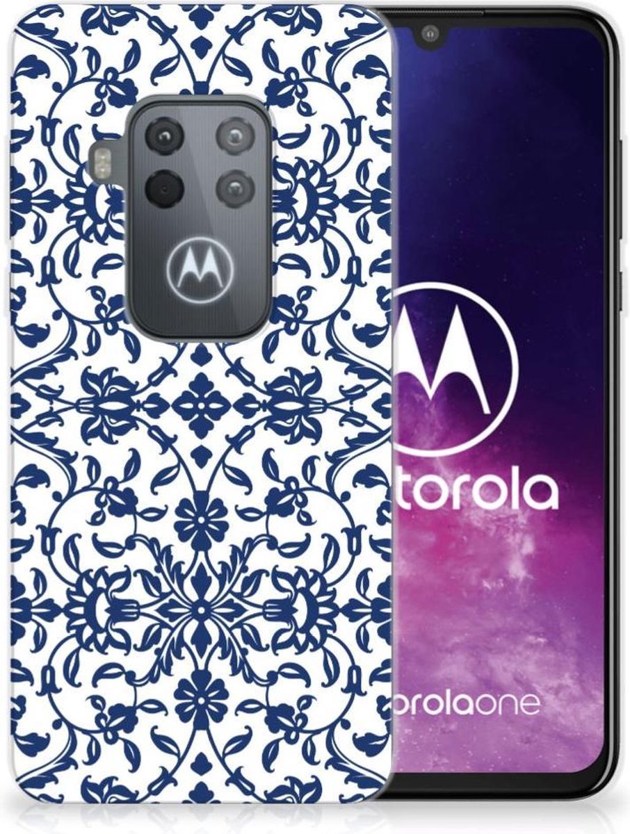 Motorola One Zoom TPU Case Flower Blue
