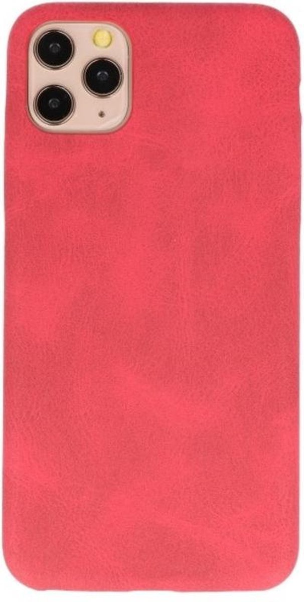 Leder Design Back Cover voor iPhone 11 Pro Max Rood