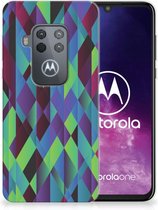 TPU Hoesje Motorola One Zoom Abstract Green Blue