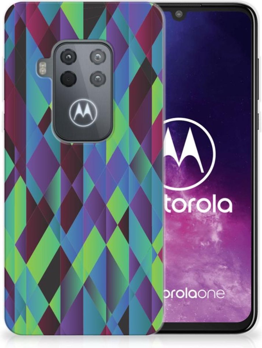 Motorola One Zoom TPU Hoesje Abstract Green Blue