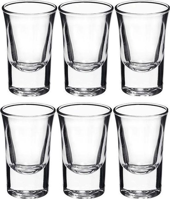 6x shotglazen / borrelglaasjes - ml - glas - rond - shotglas borrelglas | bol.com