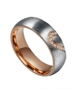 Titanium ring voor haar met half hart (19 mm, maat 9)